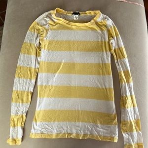 J. Crew long sleeve T shirt women’s size xs. Pale yellow and white stripes